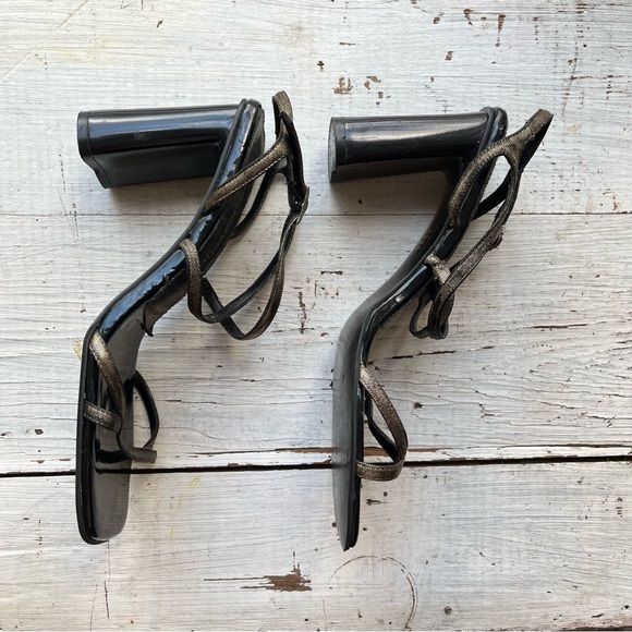 Vintage Y2K unlisted Metallic Strappy Square Toe Chunky Heel - Picture 10 of 15